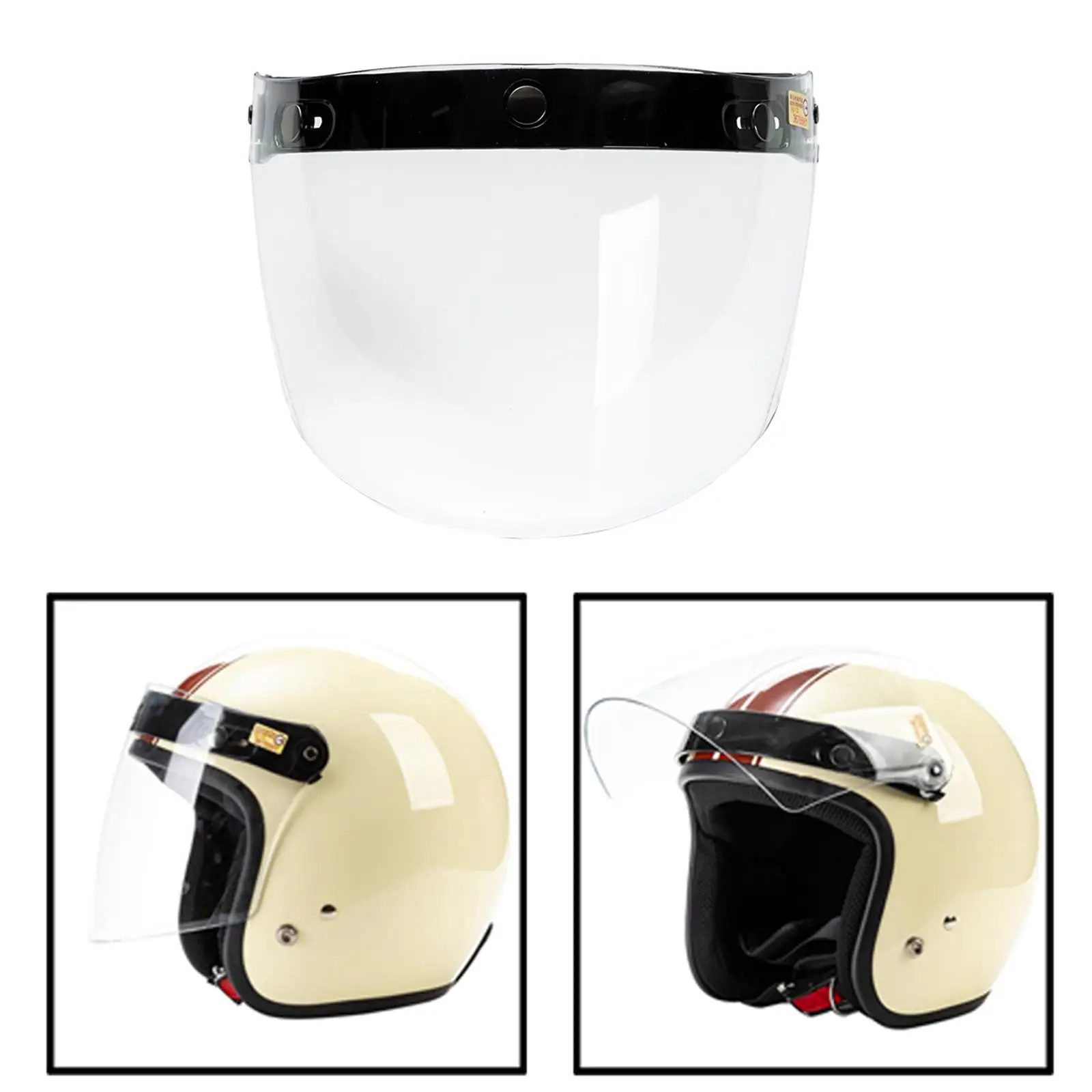 Anti Fog Motorcycle Helmet Visor Snap on Wear Resistant Wind Shield Lens for Vintage Open Face Jet Helmets view 2