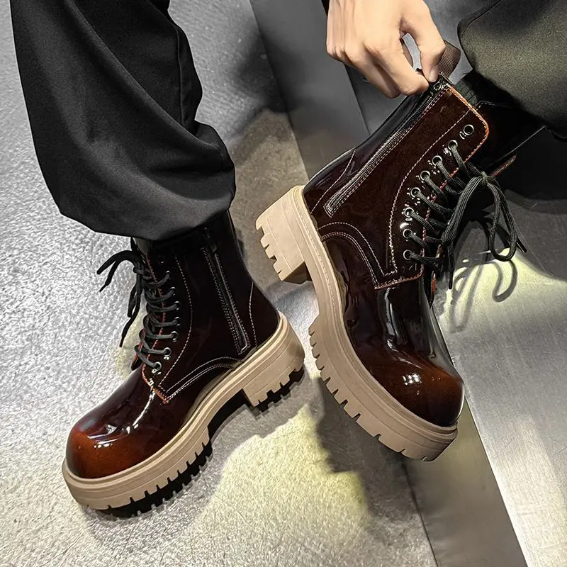 

Новые мужские ботинки в рабочем стиле, высокие, на толстой подошве, мотоциклетные, высококачественные мужские ретро-ботинки, износостойкие повседневные ботинки, мужские ботинки