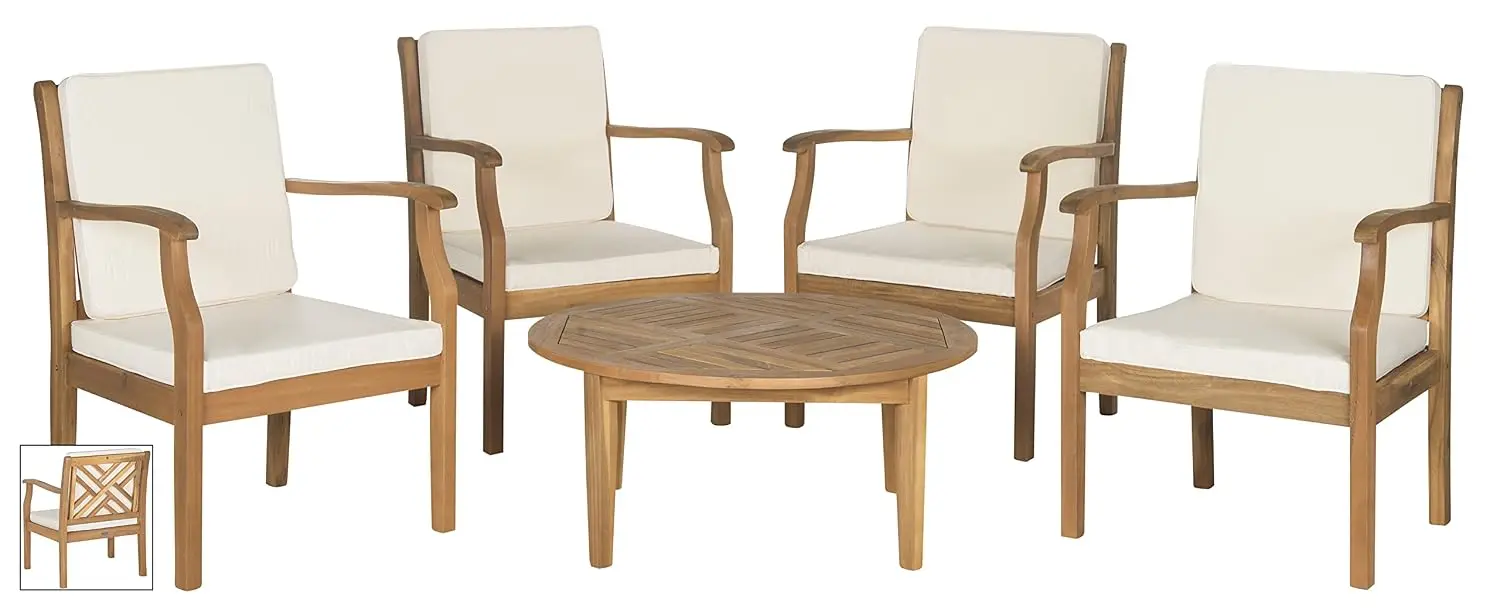 5-Piece Outdoor Patio Furniture Set with Weather-Resistant Cushions & Steel Frame for Garden, Balcony, Customized