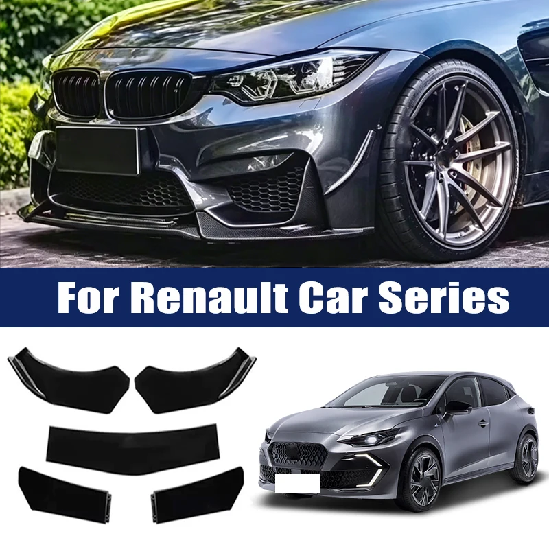 5Pcs ABS Front Bumper Lip Body Kit Spoiler Splitter Canard Trim Exterior Accessories For Renault Clio Megane Koleos Kadjar