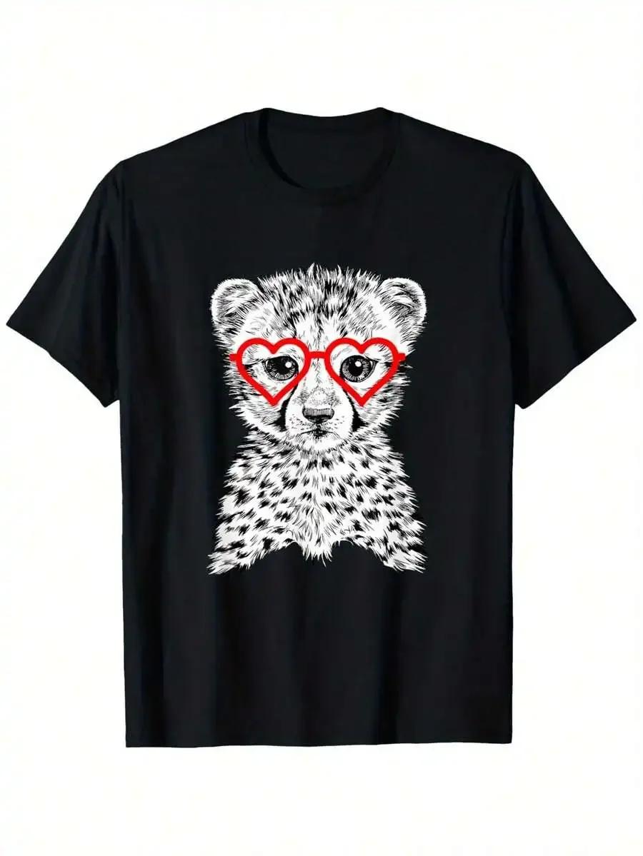 Cheetah Valentines Day Safari Lover And Wild Lovers.T-Shirt, Suitable For All Men And Women Outdoor Short-Sleeved T-Shirts In Al