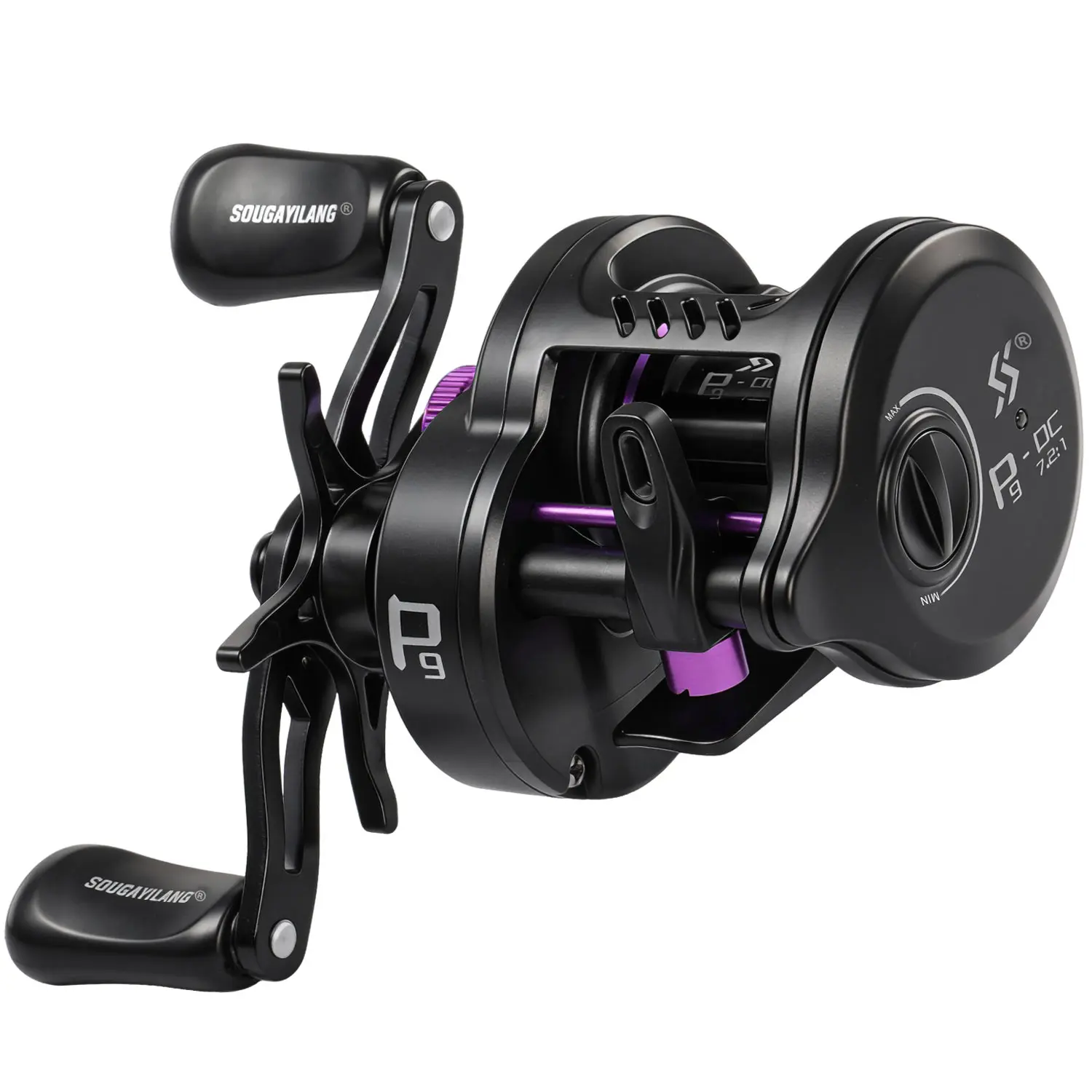 Sougayilang P9 DC Baitcaster-Rolle mit elektronischer Bremse, Übersetzungsverhältnis 7,2:1, 5+1BB, Anti-Explosion-Schnur, Salzwasser- und Süßwasser-Angelrolle – Detail 2