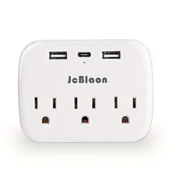 US Plug Multi Outlet Power Strip Surge Protector Extender Electrical Wall Outlet Splitter with 3 USB Ports 3 AC Outlets,For Home