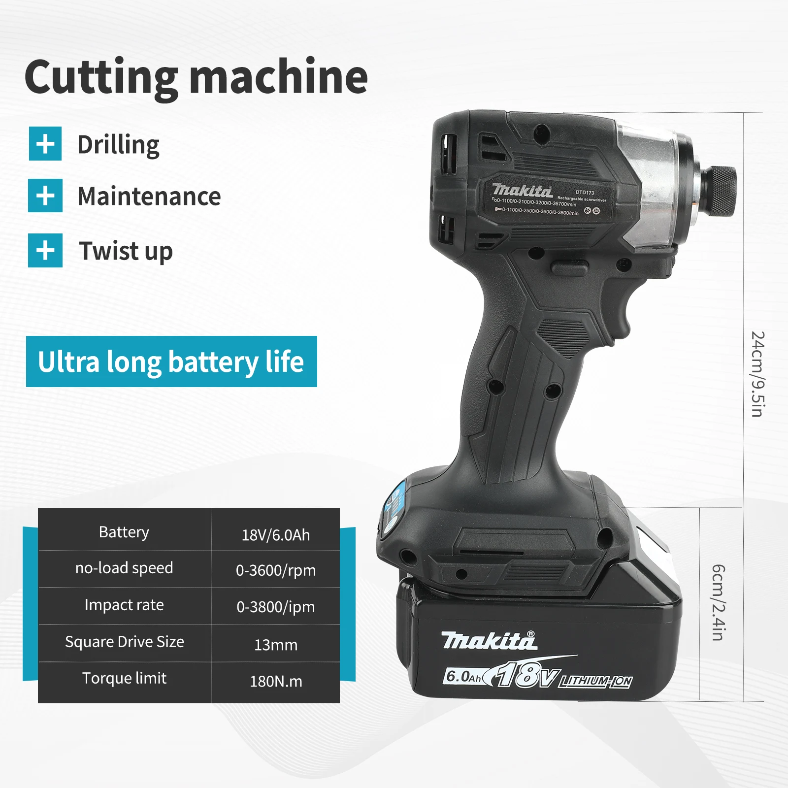 Makita 18V Cordless Impact Driver LXT BL Brushless Motor Electric Drill Wood/Bolt/T-Mode 180 N·M Rechargeable Power Tools DTD173