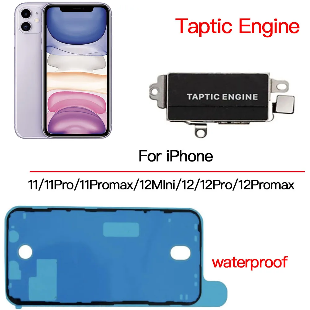 Vibrator Motor Replacement for iPhone 11 12 Mini Pro Max Taptic Engine With Flex Cale And Waterproof Tape