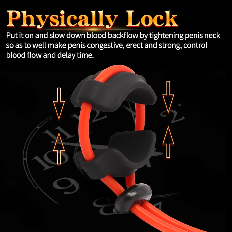 Silicone Penis Ring Rope Chastity Delay Cock Scrotum Adjustable Rope Lasting Cockring Buckle for Adults Men Ejaculation Delay