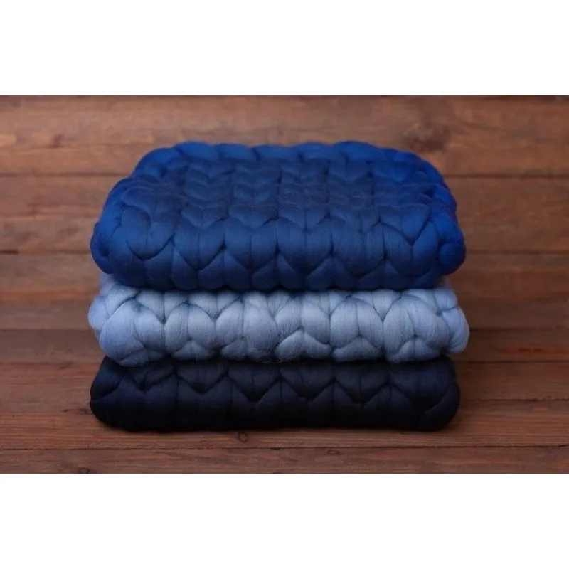 手作りの分厚いニットベビーブランケット、男の子と女の子のための新生児写真撮影用小道具、ツイストラップ背景ポーズ補助具-fotografia-neonatal