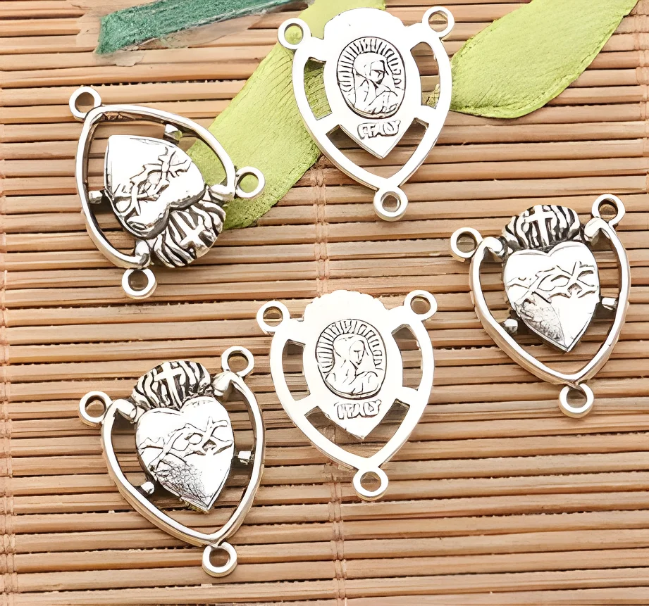 

10pcs 20*16mm Alloy matel tibetan silver 3holes heart shaped conector HWH3101