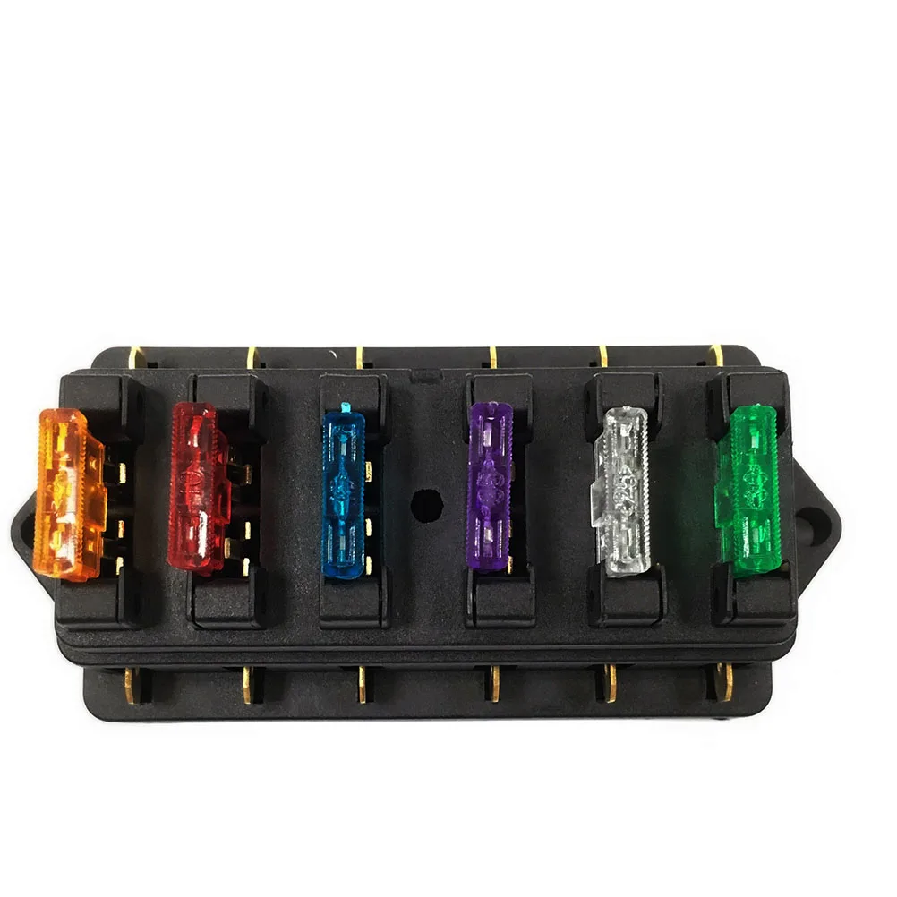 

6 Way Fuse Holder Straight Row Block Car Accessories Interior Mount Flame Retardant Suitable Trucks RVs Boats