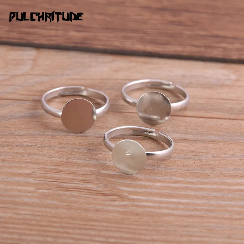 10pcs/lot Fashion Simple 5 Color 10mm Adjustable Ring Bases Cabochon Blank DIY Rings