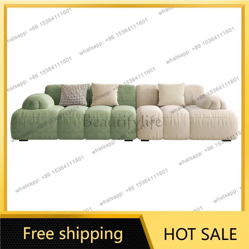 Modern simple living room cat scratching fabric sofa small apartment color matching Italian sofa