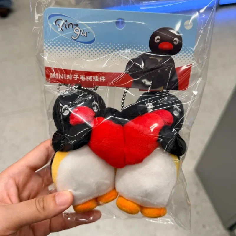 حقيقية Pingu زوجين صغيرة أفخم سلاسل المفاتيح ألعاب جميلة بلوشي حقيبة صغيرة الملحقات Pingu الحيوان الدمى على ظهره المفاتيح هدية