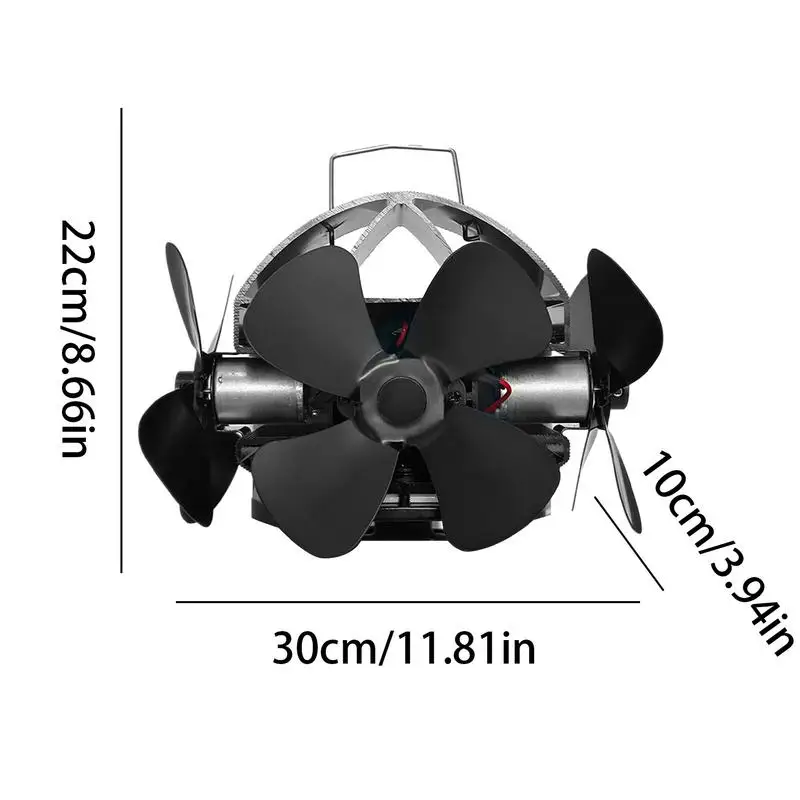 Imagem -06 - Ventilador de Lareira Preta com 12 Lâminas Ventilador de Fogão Movido a Calor sem Bateria ou Eletricidade Necessária Queimador de Madeira Eco Quiet Fans 2023