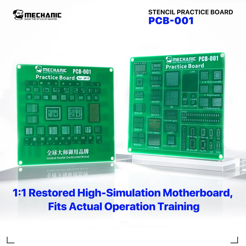 MECHANIC PCB-001 Welding Exercise PCB Board Stencil Practice Board For BGA Reball Fly Wire IC Capacitor Phone Repair Training
