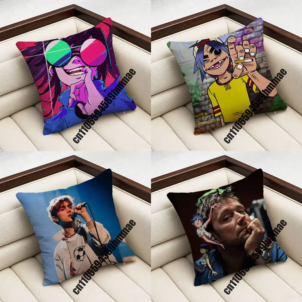 

For D-Damon Albarn G-Gorillaz Throw Pillow Case Sham 45x45cm 35x35cm Square Home Pillowcase Cushion Cover