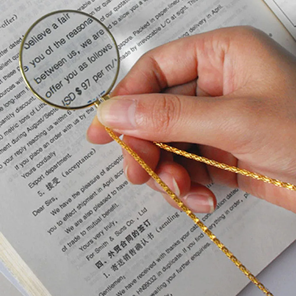 

5X Reading Magnifier Necklace Glass Lens Portable Magnifying Glass For Books Maps Crafts Inspection Elderly Kids Learning Gift