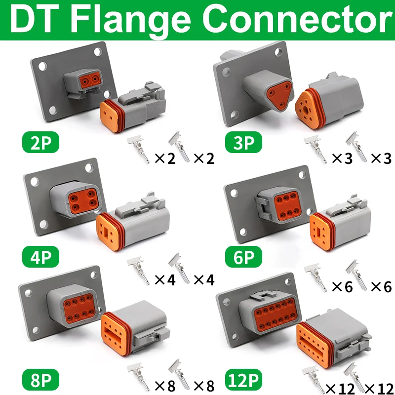 

10/50/100 Sets Deutsch DT Waterproof Connector DT04/06-2/4/6/8P-L012 Amphenol Genuine Car Wiring Plug With Fixed Flange Plug