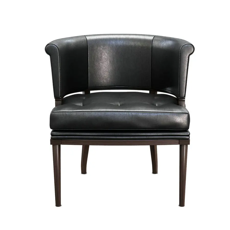 

#Britain Mcm Commercial Restaurant Bar Black Leather Dining Room Chairs with Arms Modern Luxury Solid Wood Chair for DiningTable