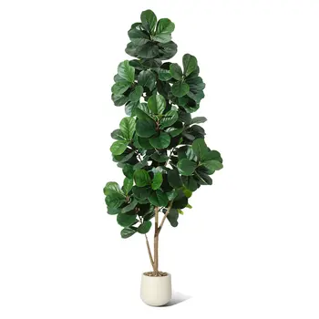 4-7 英尺模擬琴葉榕,白色花盆栽,模擬落地植物,適合居家花園 10 最佳銷售 室內植物 - №5