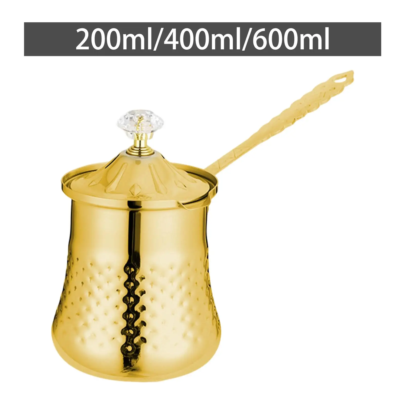 

Coffee Pot Camping Restaurant for Gas Stoves with Handle Comfortable Grip with Lid Butter Warmer Jug Chocolate Melting Pot Gold
