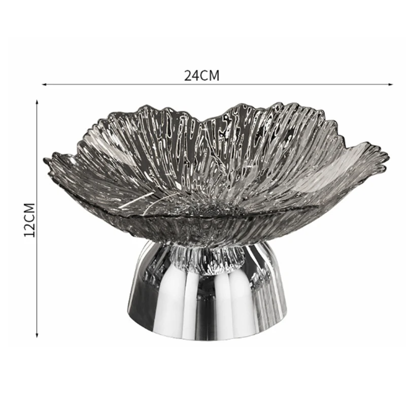High-end Fruit Basin New Candy Snack Display Plate Transparent High-foot Fruit Plate Home Living Room Coffee Table Light Luxury