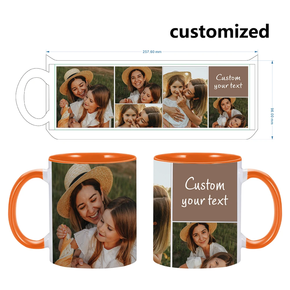 Custom Coffee Mug Personalized Five Photos Ceramic Mug DIY Own Text Tea Milk Cup for Mommy Family Unique Mom Birthday Gift Idea