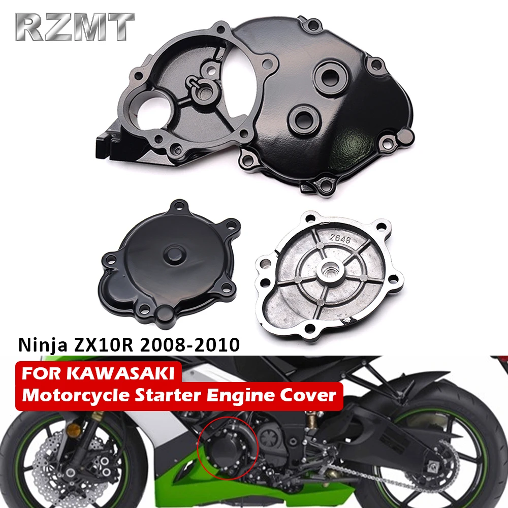 

Motorcycle Right Stator Starter Engine Crankcase Cover For Kawasaki Ninja ZX10R RH 2008-2010 XF-2631+2648