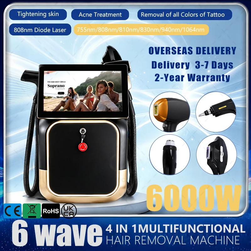 5 Wave Ice Cooling Diode Laser Hair Removal Machine 10 Bars FAC Permanent Epilation Device 755-1064nm