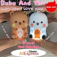 2 Pcs Cartoon Panda Bubu And Yier Voice Toys Key Chain Cute Bubu And Dudu Backpack Pendants Couple Gift For Lovers