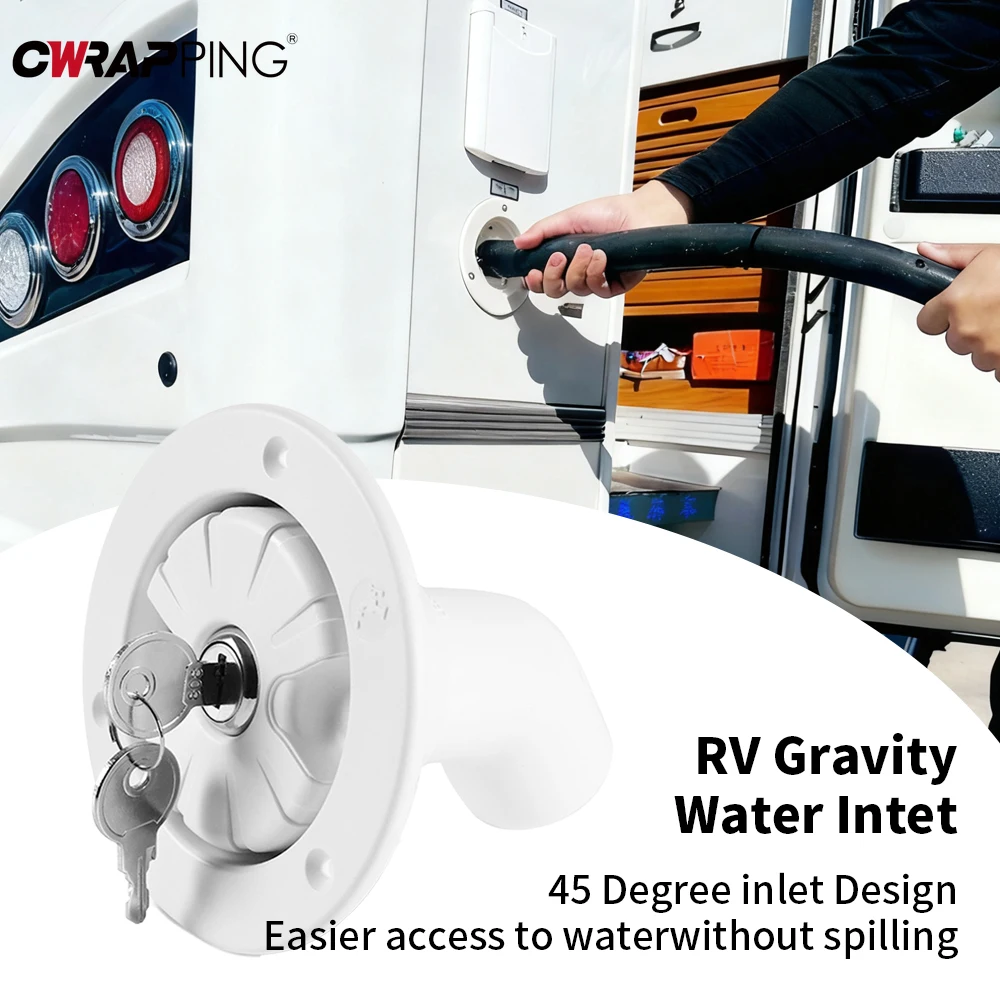 

RV Accessories Gravity Fresh Water Fill Hatch Inlet Filter Lockable for RV Boat Camper Trailer White for RV Caravan Accessories