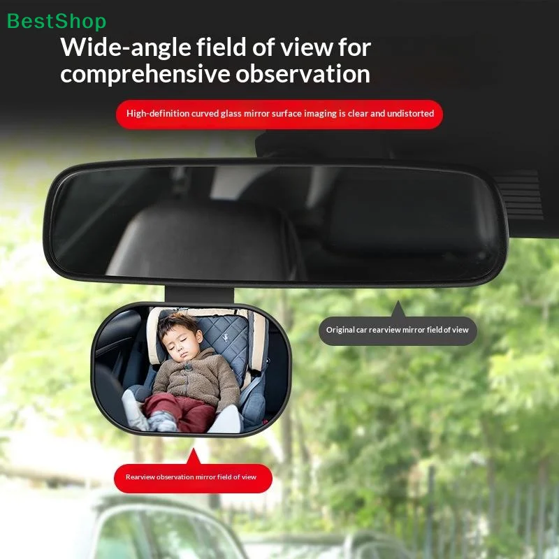 ♫Car Backseat Baby Mirror,Clip-on & Stick-on Rearview Mirror for Infant Car Seat,Safety View Mirror for Baby Monitoring