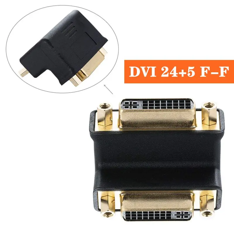 Short Body Extension DVI 24+5 Female to Female Adapter Computer TV Projector Connector Elbow Right Angle DVI Male Female Adapter