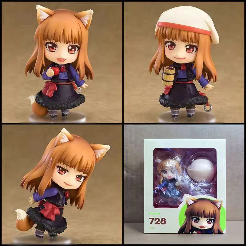 

10cm Anime Spice and Wolf Holo Figure Q Version 728# Holo Action Figure Cute Girl Figurine Toy PVC Collectible Decoration Dolls