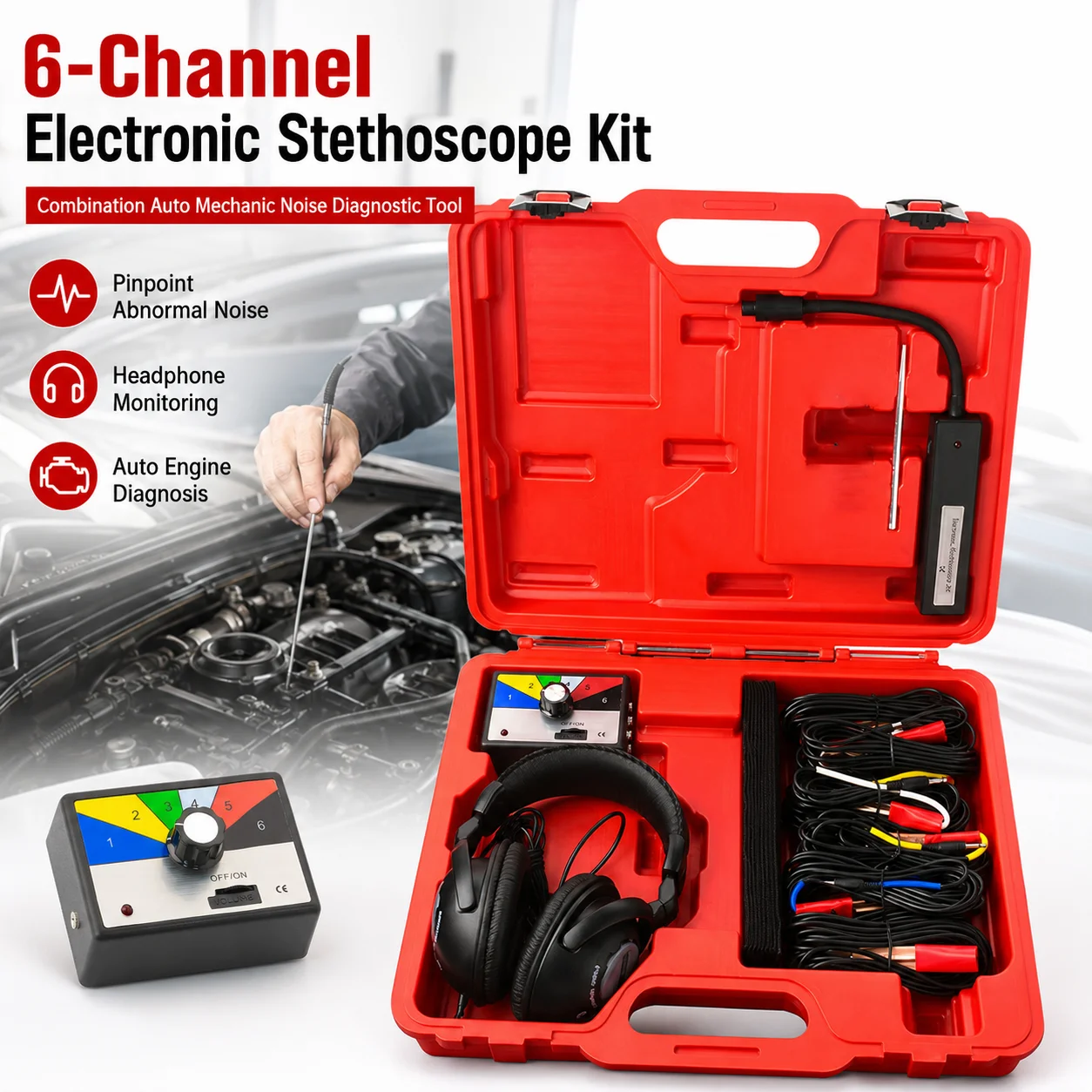 Electronics Repair Tools And Equipment - 6-канальный электронный стетоскоп, комплект для автомеханика,