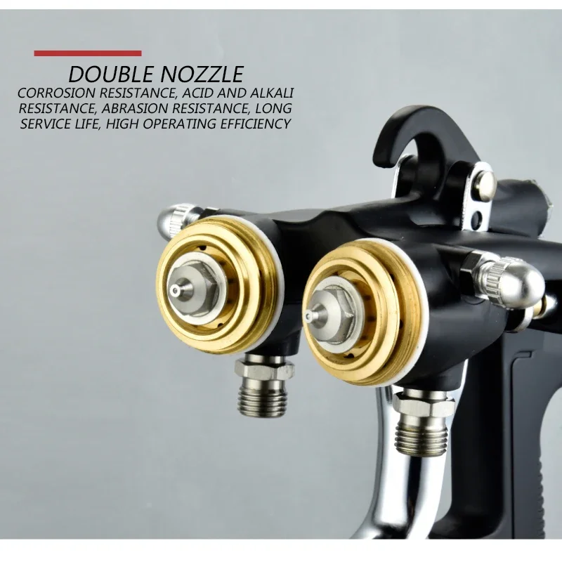Nuovo ugello a due componenti a doppia testa Pistola a spruzzo resistente alla corrosione Pressione pneumatica Nano-Corn Vernice Inhibor Pistola a spruzzo