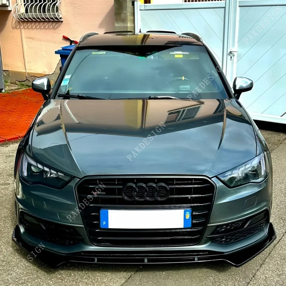 Front Bumper Lip Spoiler Splitter Diffuser For Audi A3 S3 8V TFSI TDI S-line 2013-2016 Pre-facelift ABS Black Body Kits Tuning