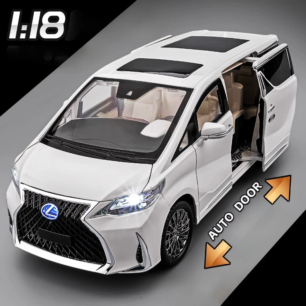 

1:18 LM300 Prado Diecast Alloy Models Toys Car Sound Light Pull Back Doors Opened Front Wheel Steering Cars Kids Festival Gifts