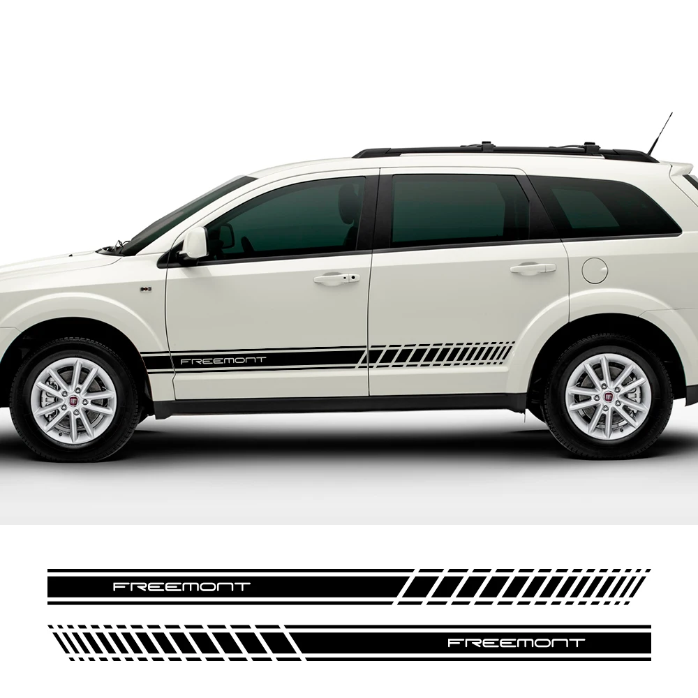 2PCS Car Door Side Stickers DIY Sport Stripe Body For Fiat Freemont Tuning Auto Graphics Vinyl Film Decals Accessories