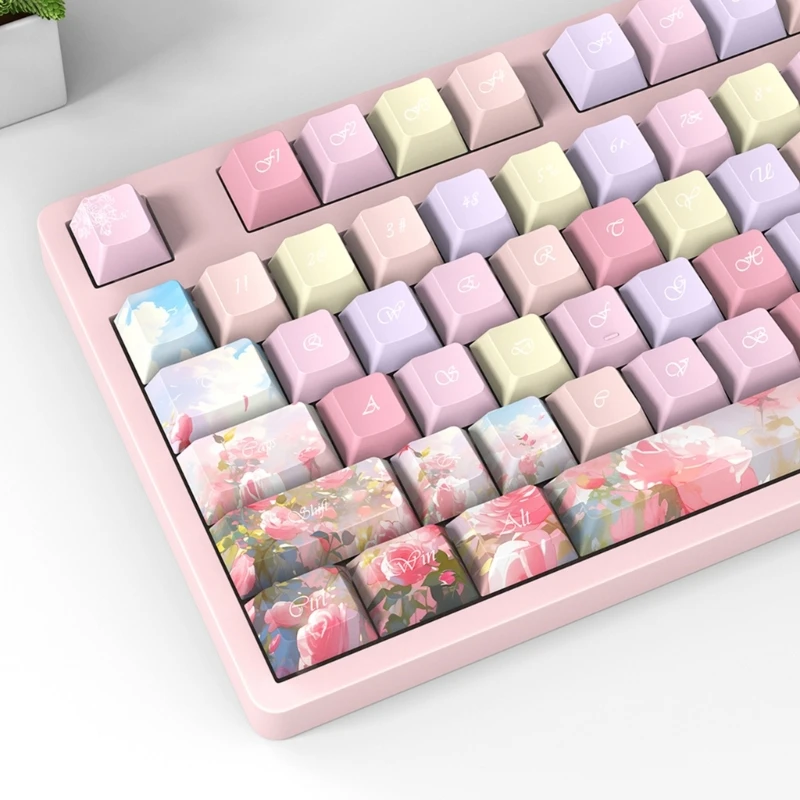 Imagem -03 - Teclado Mecânico Keycaps Colorido Grosso Pbt Dyesubbed para Trabalho e Jogos 55kc 141 Peças