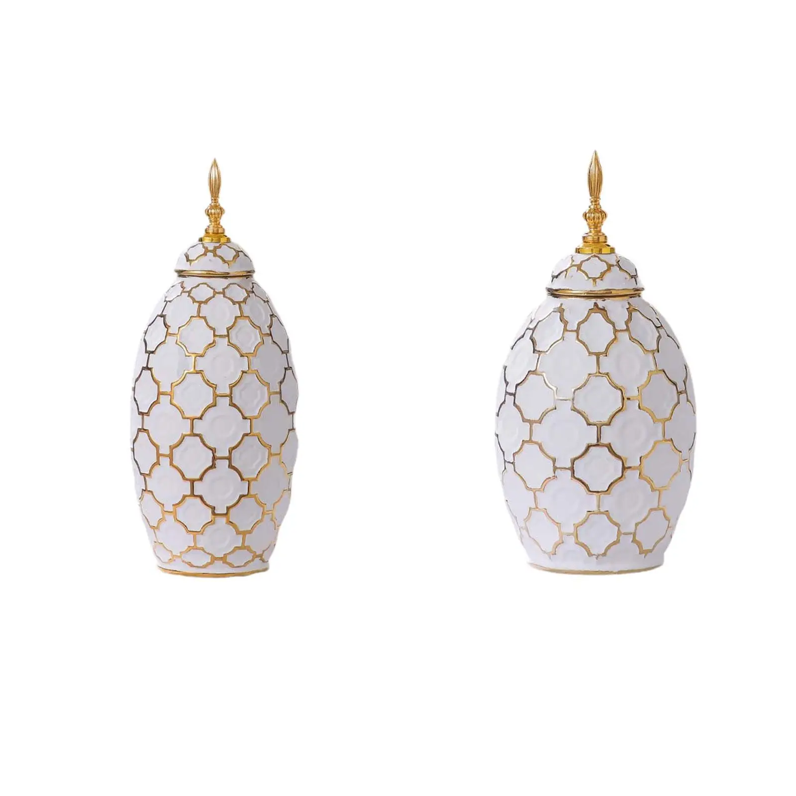 

Ceramic Vase with Lid Tea Pot European Style Desktop Ornament Jar for Entrance