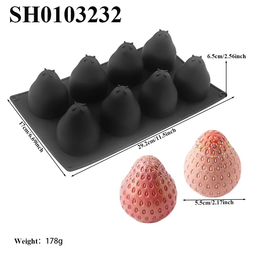 8/15-Cell Fruit Mousse Moulds Strawberry Design Silicone Cake Mold Chocolate Moulds Food Grade Dessert Tools Kitchen Supplies