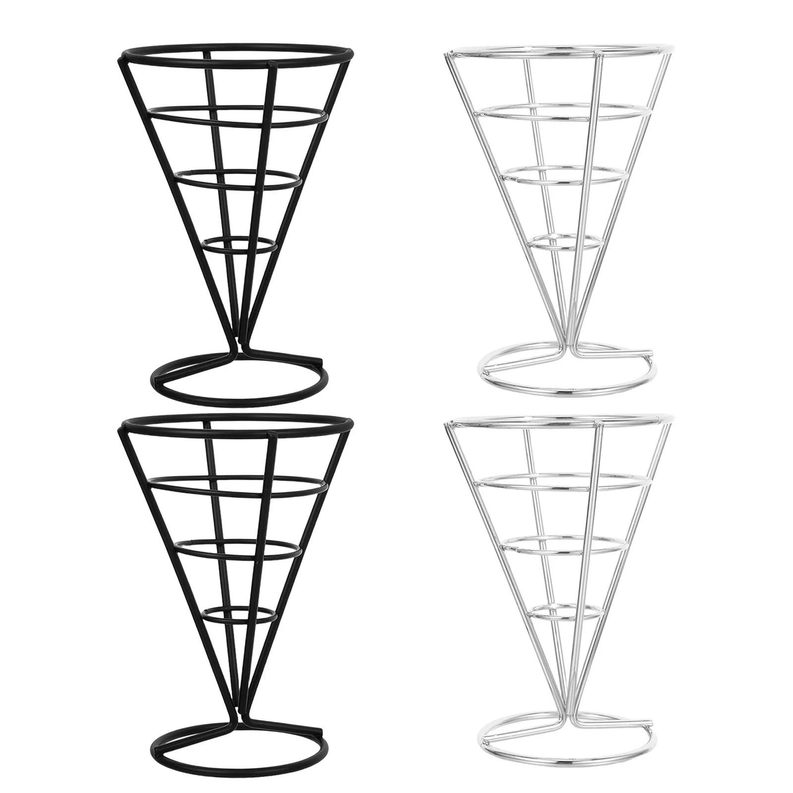 

Iron Chip Holder French Basket Cone Fries Metal Frying Mini for Serving Stand Cooking