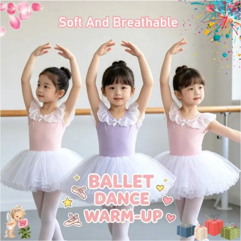 Girls Ballet Leotard Sleeveless Suspender Summer Jumpsuit Soft Breathable Dance Wear For Kids Ballet Gymnastics Stage Training