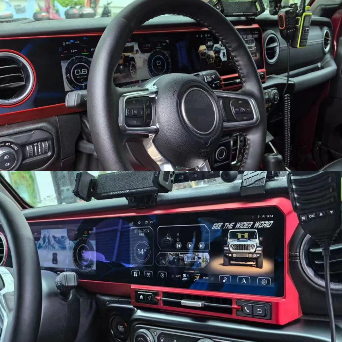 

12.3inch+12.3inch Android Dual Screen For Jeep Wrangler 2017-2021 Stereo GPS Carplay LCD Instrument Panel Car Radio Multimedia