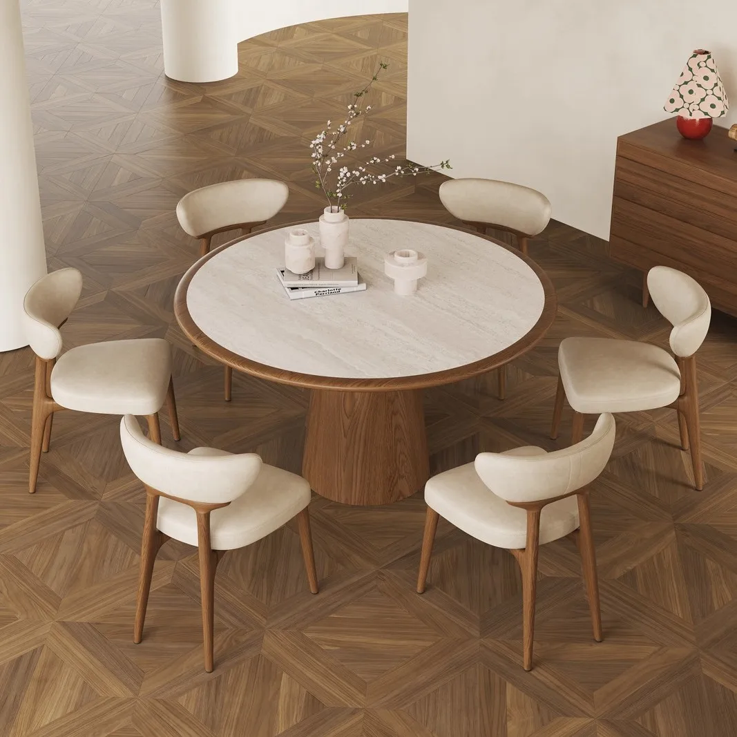 

S.Factory Оптовая продажа Современный прямоугольный обеденный стол из цельного дерева со столешницей из спеченного камня для небольшой квартиры Прочный и стабильный