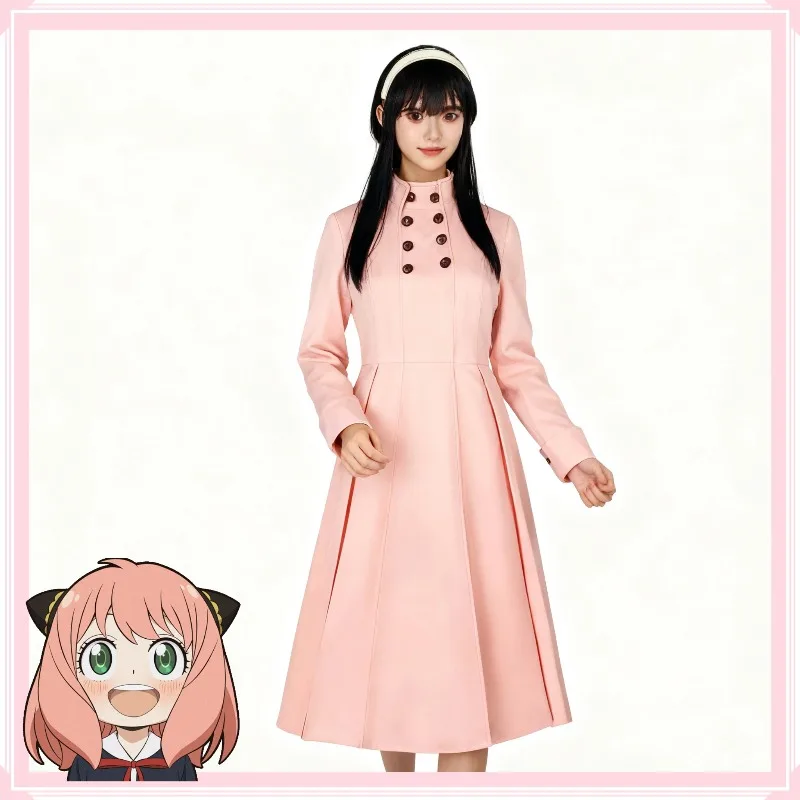 Japan Anmie Spy X Family Forger Cosplay Yor Costume Thorn Princess Pink Dress Suit Outfit Overcoat Women's Wear For Hallooween view 4