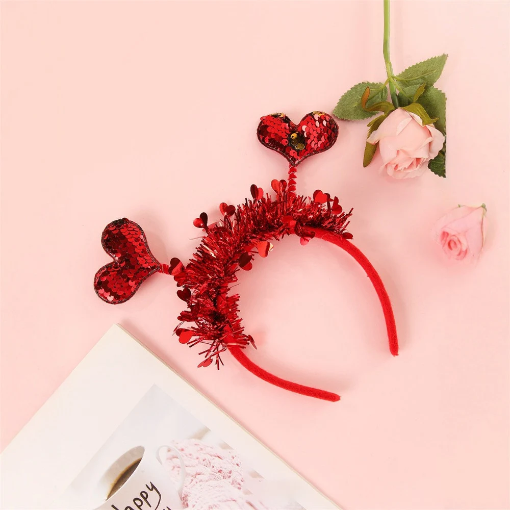 Red Love Heart Headband Valentines Day Hairband Party Hoop Hair Accessories For Holiday Festival Wedding Headwear Party Supplies