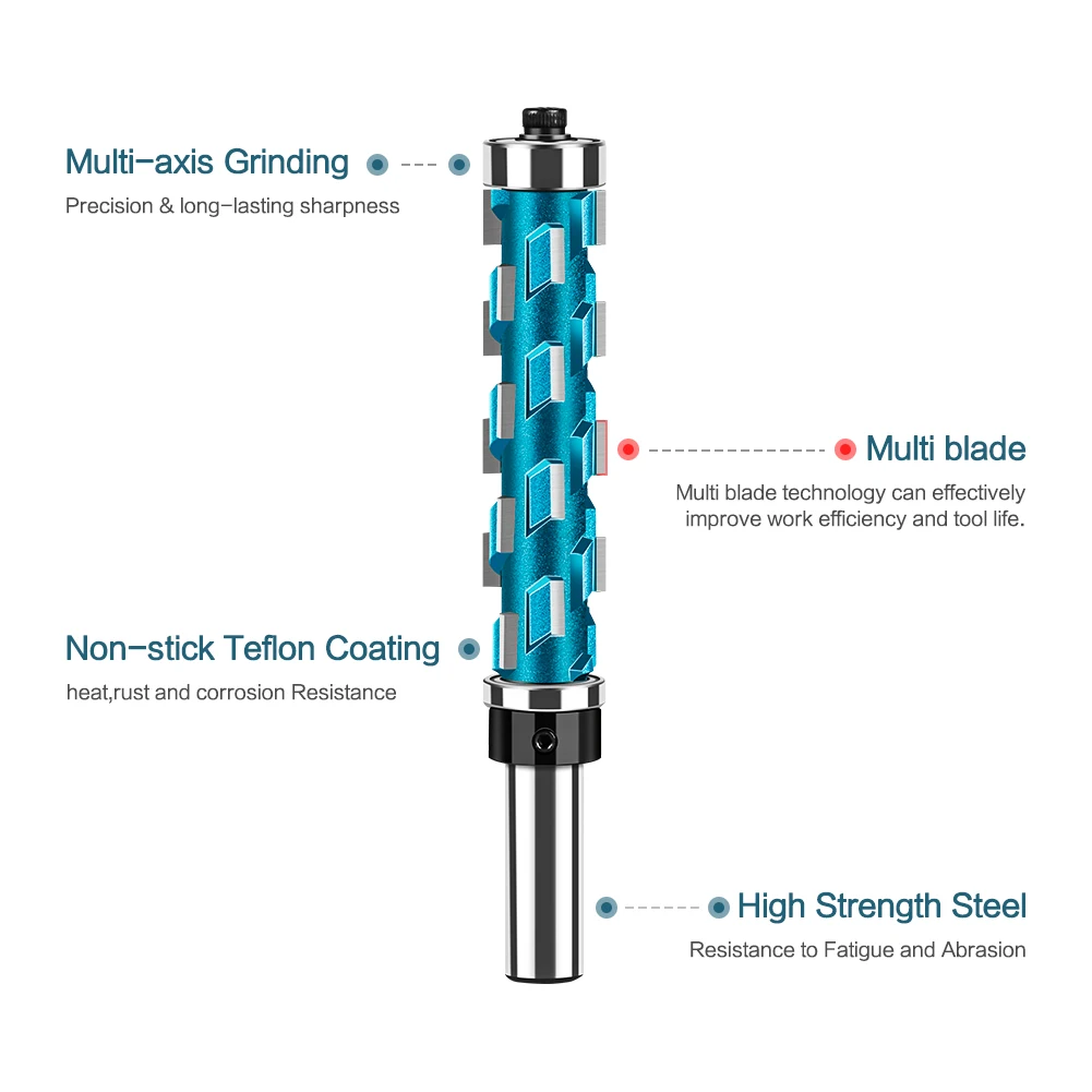 1pc 12mm 1/2in Shank Flush Trim Router Bit Carbide Spiral Double Bearing Woodworking Milling Cutter