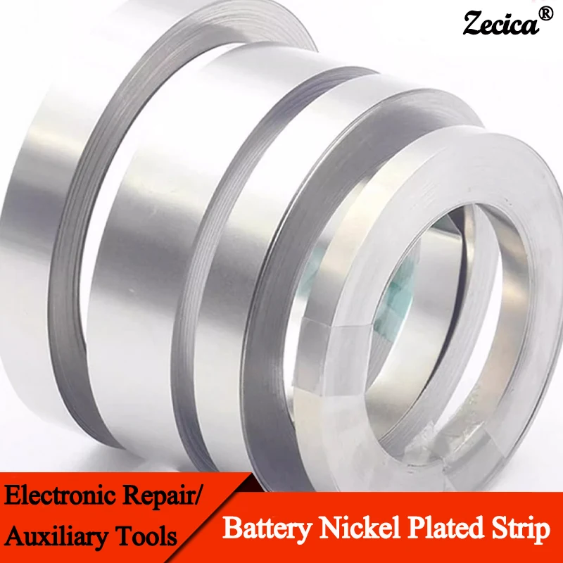 

18650 21700 Li-ion Battery Nickel Plated Strip 10m/Roll Thickness 0.1/0.12/0.15/0.2mm Spot Welding Steel Belt Battery Connectors