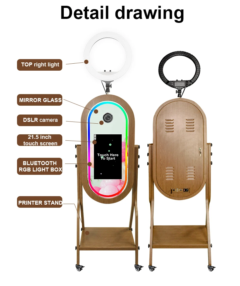 Portable New 21.5 Touch Screen Mirror Pavilion 2025 Wedding Party Rental Latest Mirror Pavilion